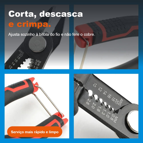 Alicate descascador automático em uso