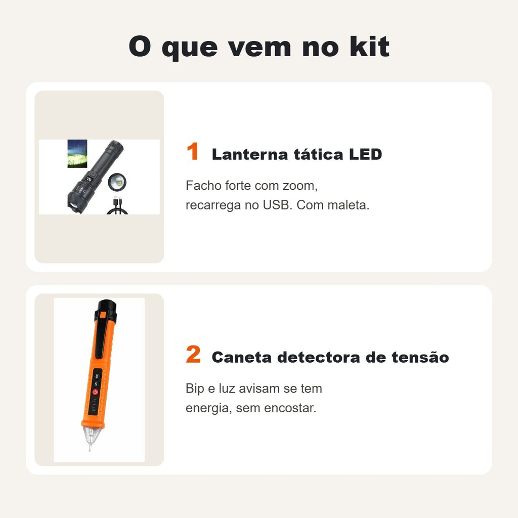 O que vem no Kit Luz e Segurança