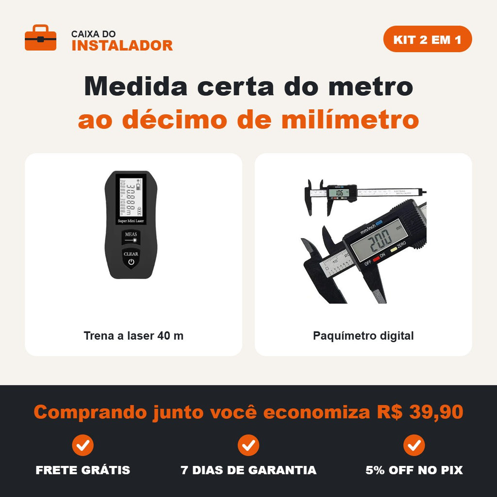Kit Medição 2 em 1: Trena a Laser 40 m + Paquímetro Digital