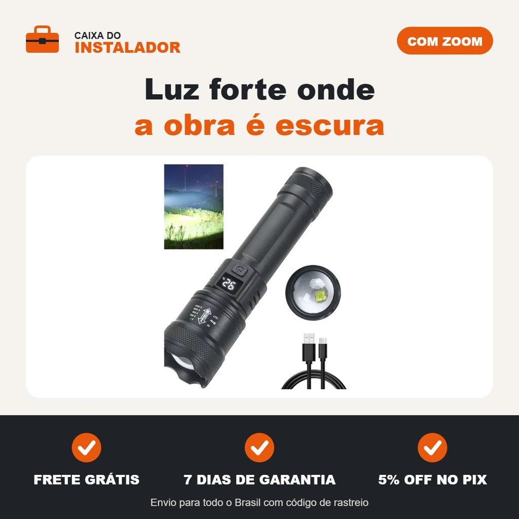 Lanterna tática LED recarregável