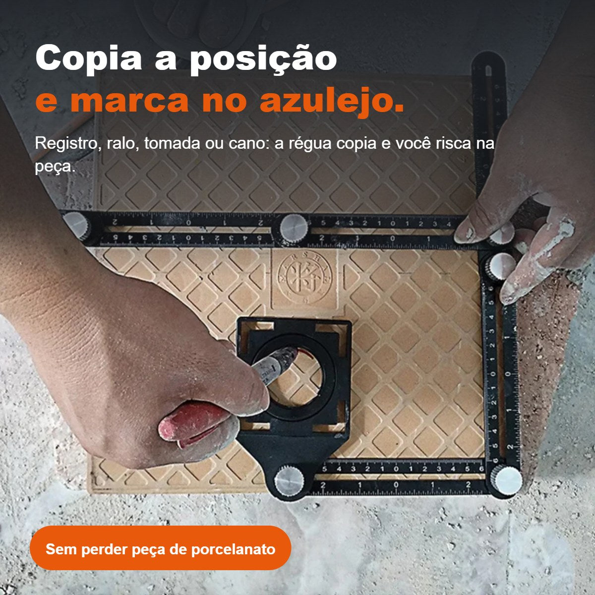 Régua localizadora de furos em uso