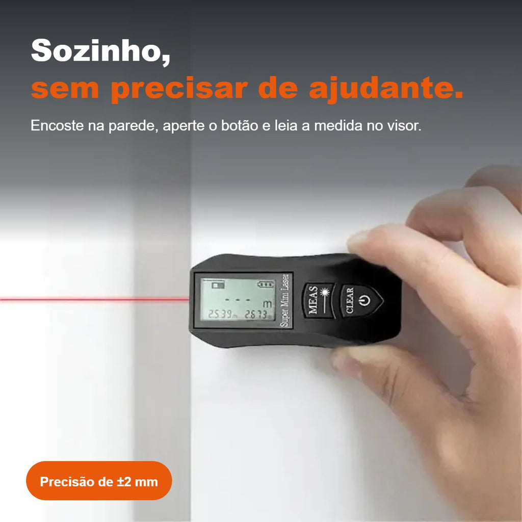 Trena a laser digital medindo parede